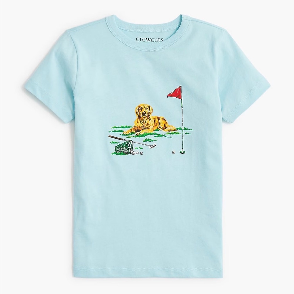 J. Crew Crewcuts Boys' golden Dog Golf tee  100% Cotton M Powder Blue